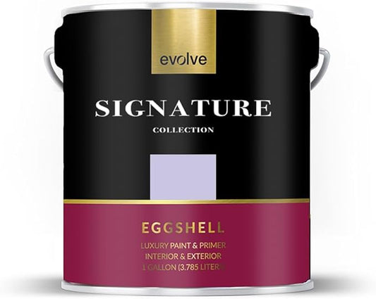 EVOLVE Signature Paint & Primer: Luxury Paint & Primer for Indoor & Outdoor Surfaces, Minimal Odor, Eggshell Sheen (Light Lilac, 1 Gallon)