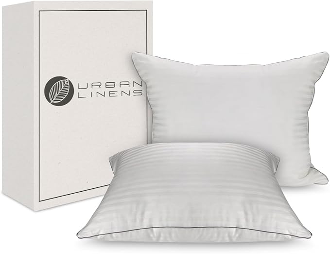 Set of 2 Bed Pillows for Sleeping Queen Size | Comfortable and Supportive | Premium Soft Down Alternative Microfiber Filled | Back and Side Sleeper Pillow