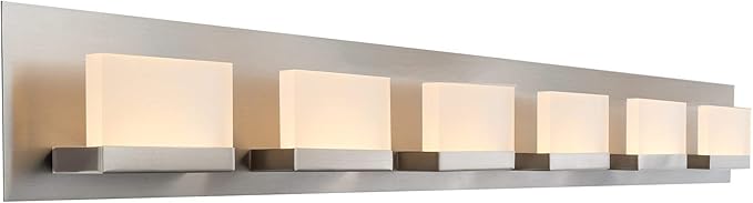 Kira Home Everett 48" Modern 6-Light 60W Integrated LED (360W eq.) Bathroom/Vanity Light, Rectangular Acrylic Lenses, Energy Efficient, Eco-Friendly, 3000k Warm White Light, Brushed Nickel Finish
