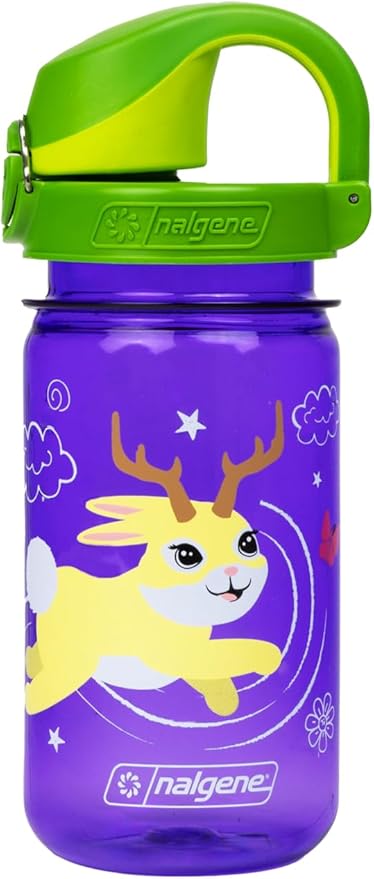 Nalgene Sustain Tritan BPA-Free Kids On The Fly Water Bottle Made with Material Derived from 50% Plastic Waste, Leak Proof, Durable, BPA Free, Carabiner Friendly, Reusable, 12 oz