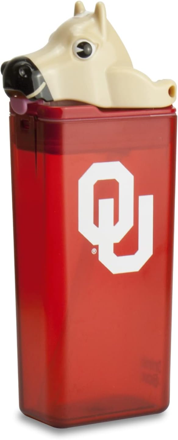 Reusable Water Bottle | Officially Licensed NCAA Sports Bottle | BPA Free | Dishwasher Safe | Boomer & Sooner Mascot | 12 oz Drink in the Box - The University of Oklahoma