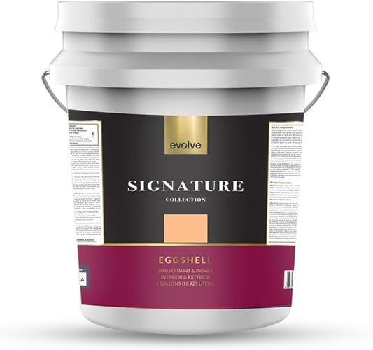 EVOLVE Signature Paint & Primer: Luxury Paint & Primer for Indoor & Outdoor Surfaces, Minimal Odor, Eggshell Sheen (Milky Orange, 5 Gallon)