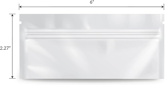 Mylar Bags Odor Sealing Pre Roll All White - 1000 Count 2.27" X 6" - 6mill Thickness - Packaging Bags - Mylar Bags For Food Storage - Resealable Bags - Odor Sealing Bags