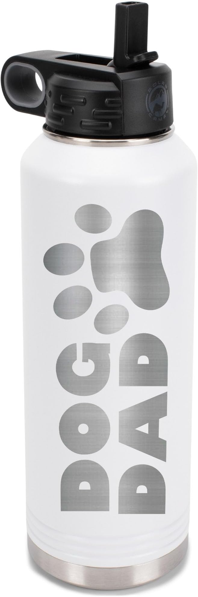 Elanze Designs Dog Dad Pawprint White 32 ounce Stainless Steel Water Bottle With Straw
