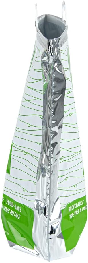 Restaurantware Cater Tek 20.1 x 7.1 x 20.1 Inch Hot And Cold Bags 10 Triple Layer Insulated Bags - Snap Lock Handles Waterproof Green & Silver Plastic Thermal Lunch Bags For Frozen & Hot Items