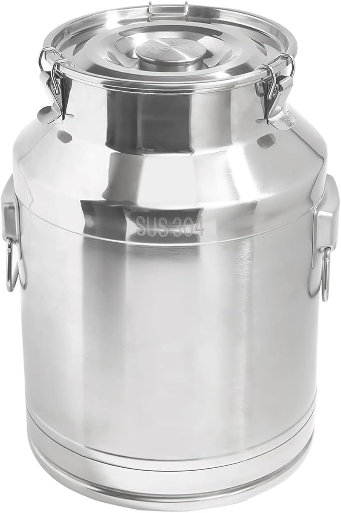 35 Liter Stainless Steel Milk Can 9.3 Gallon Milk Bucket Wine Pail Bucket Large Capacity Milk Can Tote Jug with Sealed Lid and Carry Handle