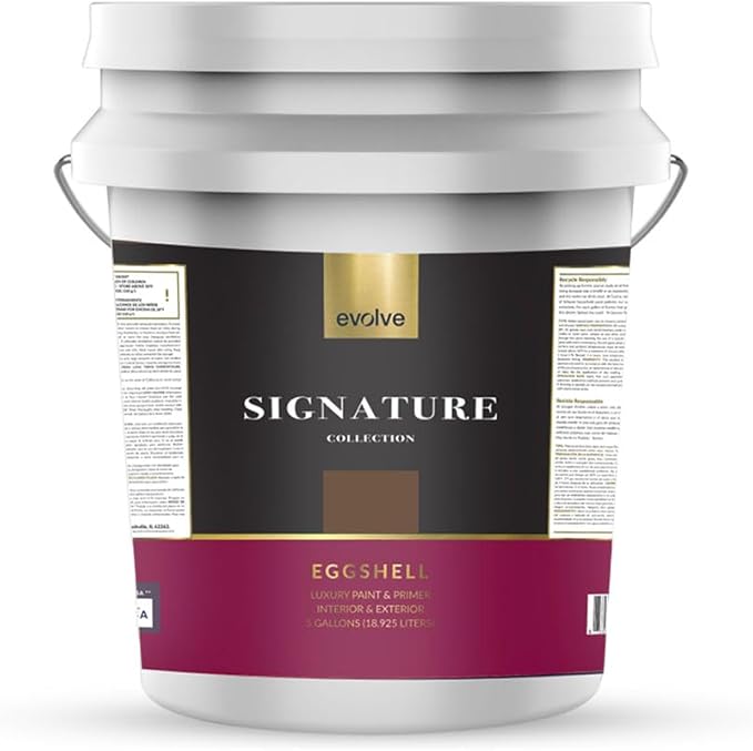EVOLVE Signature Paint & Primer: Luxury Paint & Primer for Indoor & Outdoor Surfaces, Minimal Odor, Eggshell Sheen (Truffle Brown, 5 Gallon)