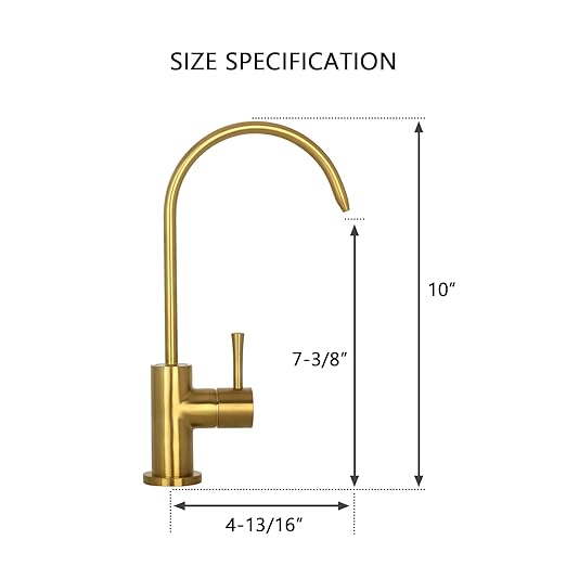 Kitchen Water Filter Faucet Fits Most Reverse Osmosis Units or Water Filtration System in Non-Air Gap, Only for Cold Water (Brass Gold)