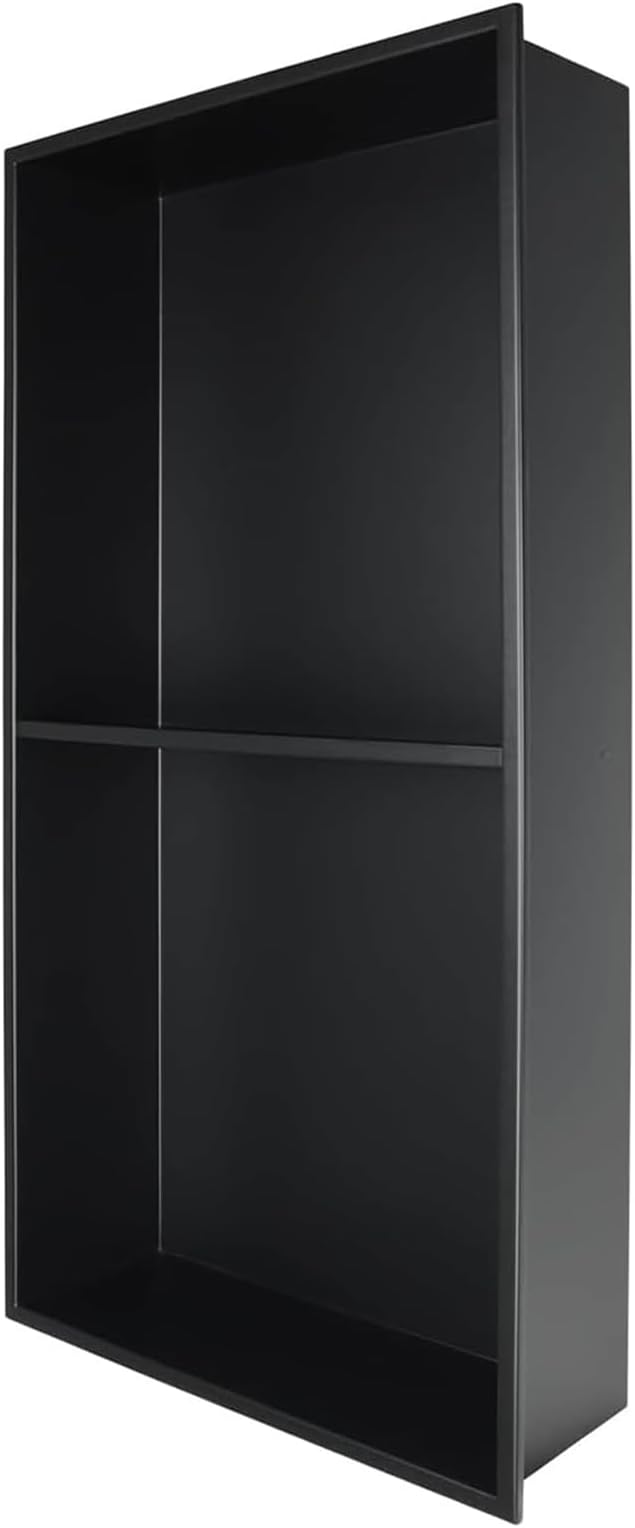 Shower Niche 24" X 12" Black, Stainless Steel Wall Niche Double Shelves Recessed Shower Shelf for Bathroom Storage, No Tile Needed Over Mount Installation