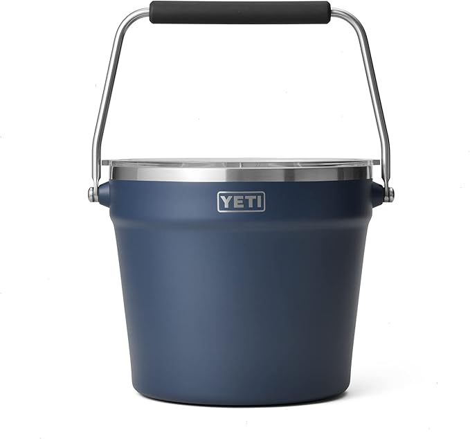 YETI Rambler Beverage Bucket, Double-Wall Vacuum Insulated Ice Bucket with Lid, Navy