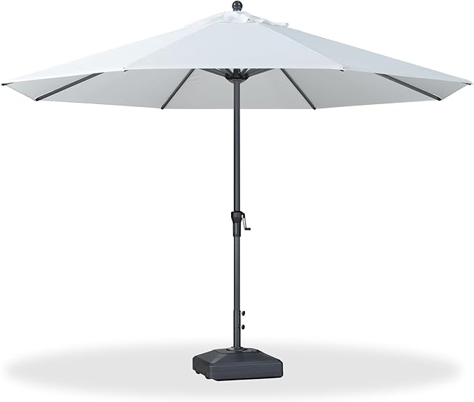 PURPLE LEAF 11' Round Patio Umbrella Outdoor Table Umbrella Aluminum Frame Market Umbrella Sun Umbrella with 8 Sturdy Ribs for Garden Deck Lawn Pool White