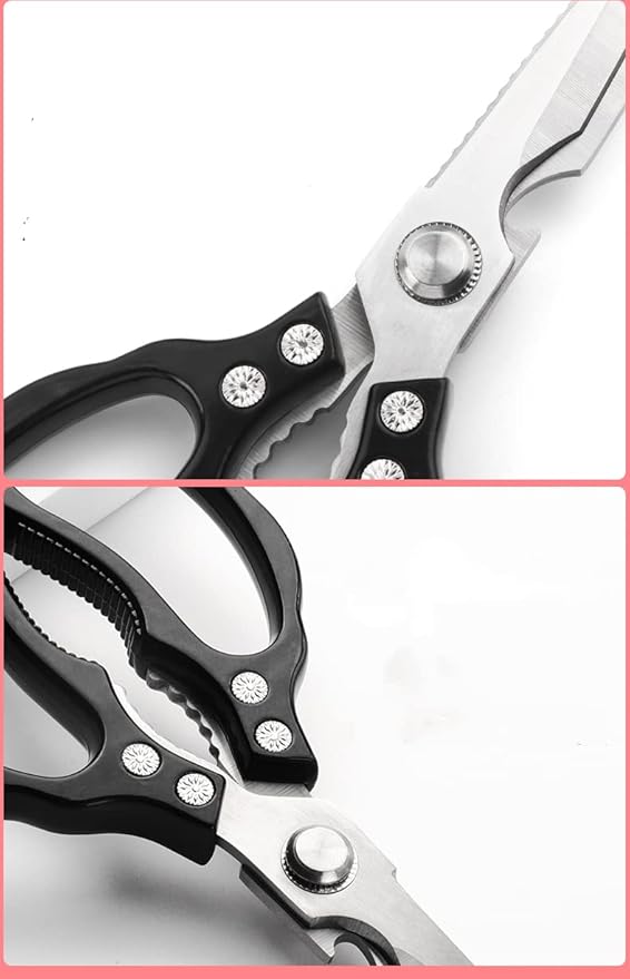 Kitchen Scissors, Heavy Duty Sharp Kitchen Shears Dishwasher Safe, Kitchen Accessories Cooking Shears for Kitchen Meat Chicken Fish Poultry Herb Bread (Black)