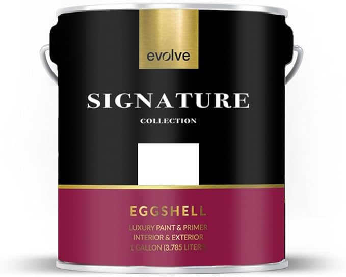 EVOLVE Signature Paint & Primer: Luxury Paint & Primer for Indoor & Outdoor Surfaces, Minimal Odor, Eggshell Sheen (Cloud White, 1 Gallon)