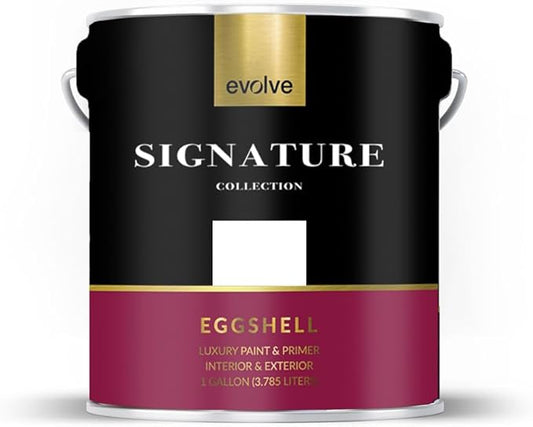 EVOLVE Signature Paint & Primer: Luxury Paint & Primer for Indoor & Outdoor Surfaces, Minimal Odor, Eggshell Sheen (Cloud White, 1 Gallon)