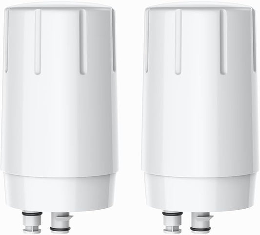2-Pack Faucet Water Filter Replacement for Brita Faucet Filter Systems, Certified Longlast Sink Faucet Filter, Reduce Chlorine and Lead, White