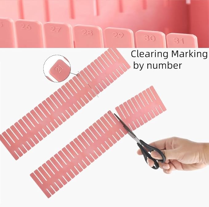 Adjustable Drawer Divider Kit – 8 Pack (White + Pink) – DIY Expandable Drawer Organizer for Dresser, Kitchen, Bathroom