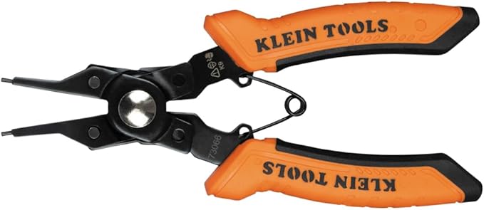 Klein Tools 73066 Convertible Snap Ring Pliers, 6 in-1 Internal and External Modes, Interchangeable Heads with Straight, 45- Degree and 90-Degree Angles