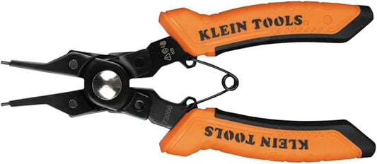 Klein Tools 73066 Convertible Snap Ring Pliers, 6 in-1 Internal and External Modes, Interchangeable Heads with Straight, 45- Degree and 90-Degree Angles