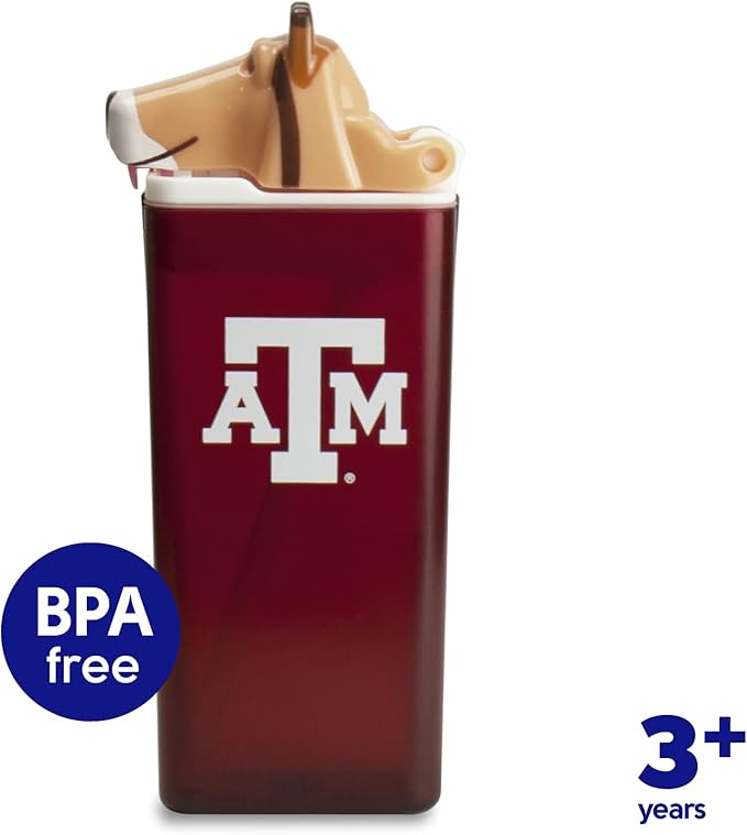 Reusable Water Bottle | Officially Licensed NCAA Sports Bottle | BPA Free | Dishwasher Safe | Collie Reveille Mascot | 12oz Drink in the Box - Texas A&M University