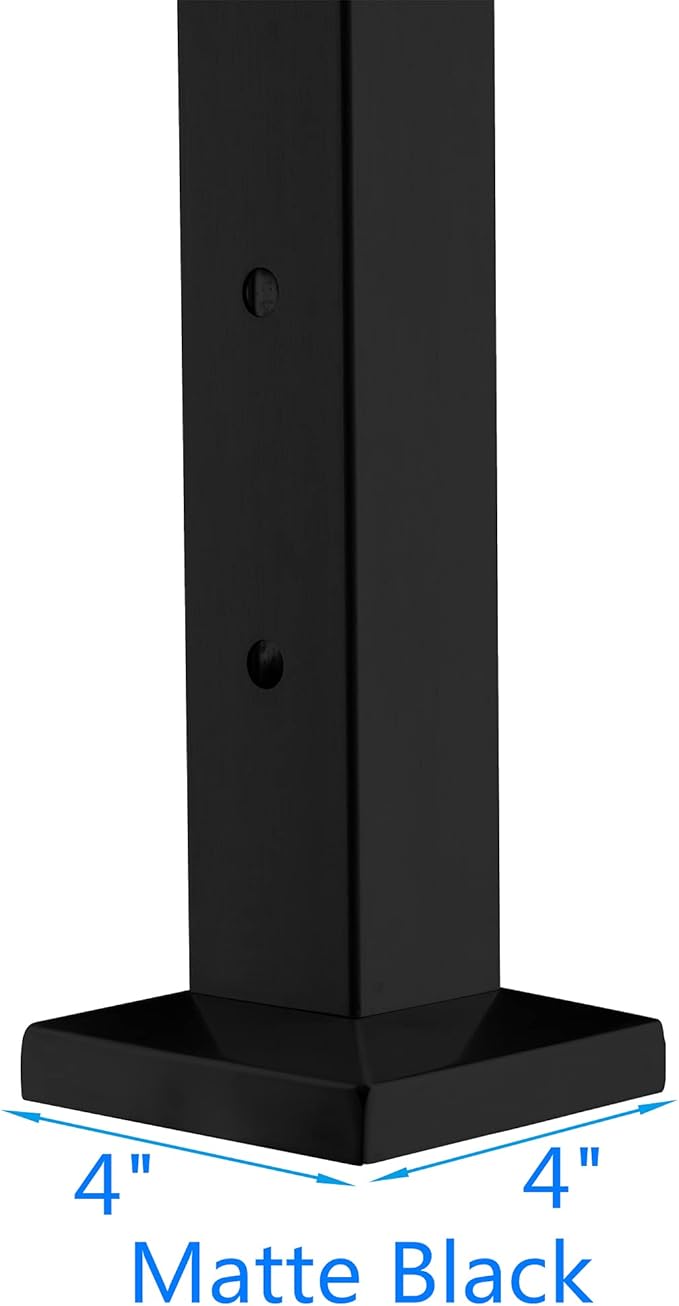 Cable Railing Post - Stainless Steel Square Fence Post for Deck Cable Railing System, Flat top 36"x 2"x2"- 10 Holes Level Pre-Drilled, Matte Black