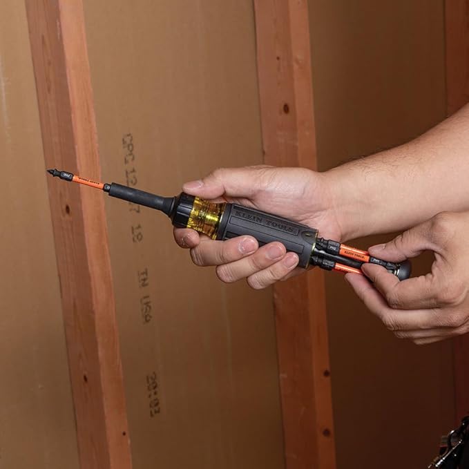 Klein Tools 32315HD 15-in-1 Multi-Bit Ratcheting Screwdriver, Impact-Rated, 7 Double-Ended ProFlex Torsion Zone Tips, 1/4-Inch Nut Driver, 8-Piece