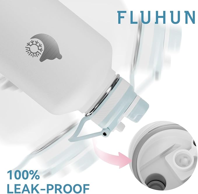 Insulated Water Bottle 64 oz, Double Walled Vaccum Stainless Steel Half Gallon Water Bottle with Straw and Handle, 2-in-1 (Straw & Spout) Water Flask Jug Lid for Gym and Outdoor Sports