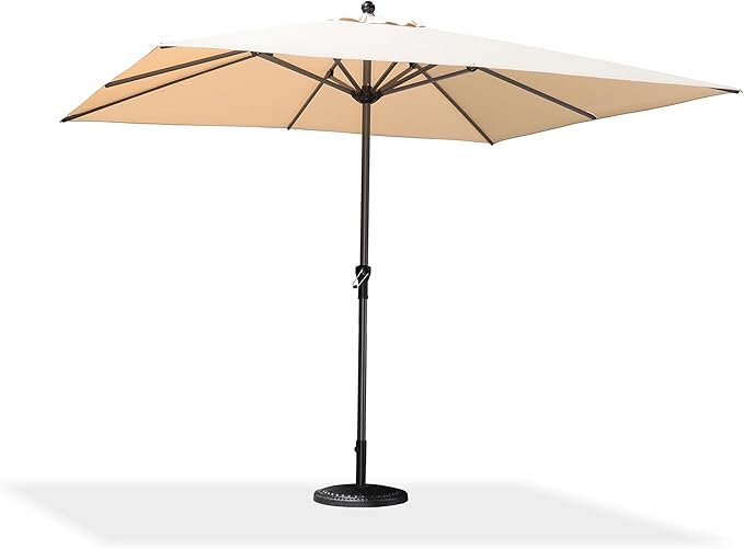 PURPLE LEAF 10' x 10' Square Patio Umbrella Outdoor Table Umbrella Aluminum Frame Market Umbrella Sun Umbrella with 8 Sturdy Ribs for Garden Deck Lawn & Pool Beige