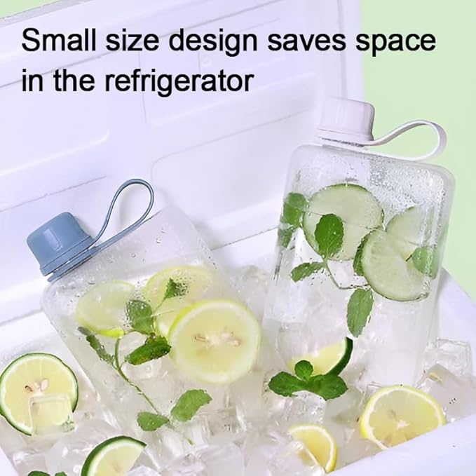 Flat Water Bottle Travel Flask Portable 10.5 oz BPA Free Tritan Square Water Bottles Leakproof Slim Water Bottle for Purse Travel Pocket Sports Fitness(White, 10.5)