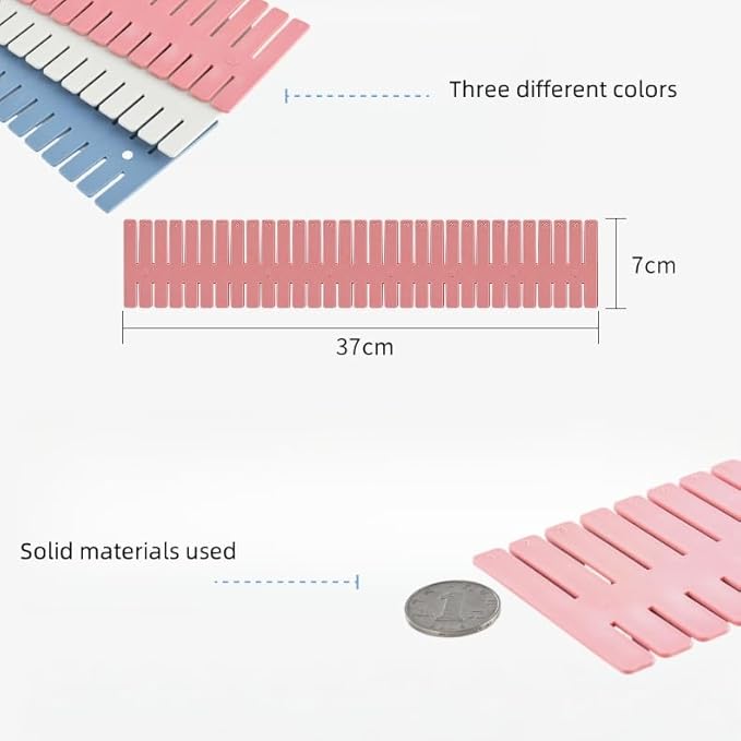 Adjustable Drawer Divider Kit – 8 Pack (White + Pink) – DIY Expandable Drawer Organizer for Dresser, Kitchen, Bathroom