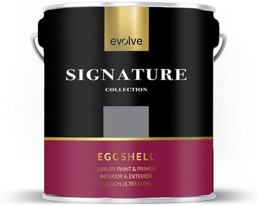 EVOLVE Signature Paint & Primer: Luxury Paint & Primer for Indoor & Outdoor Surfaces, Minimal Odor, Eggshell Sheen Gunmetal Gray, 1 Gallon
