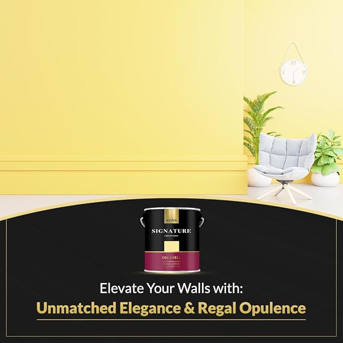 EVOLVE Signature Paint & Primer: Luxury Paint & Primer for Indoor & Outdoor Surfaces, Minimal Odor, Eggshell Sheen (Sunshine Yellow, 1 Gallon)