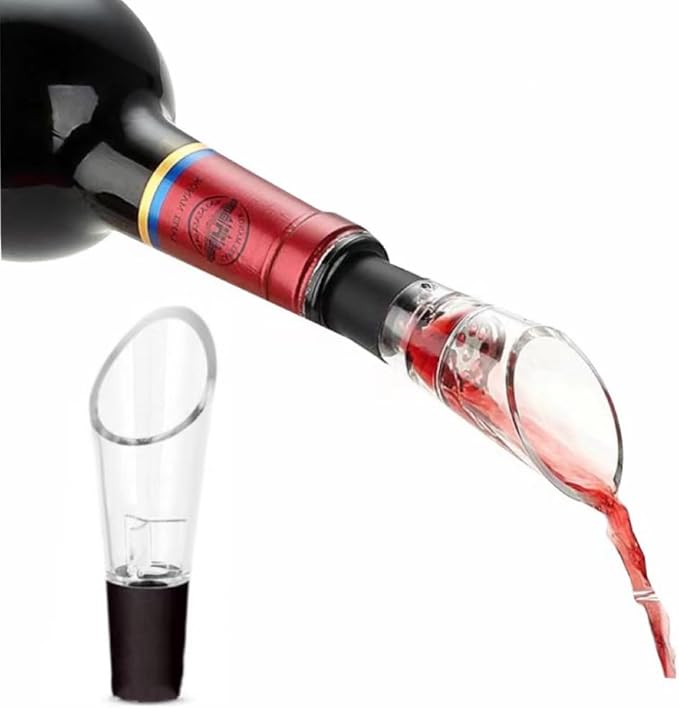 Bottle Stopper Set with Built-in Vacuum Wine Preserving Pump Food Safe Silicone Lid, Suitable for Most Wine Bottles,Portable Instant Wine Aerating (HJ-A001), 3.5*1.2 Inches, Black