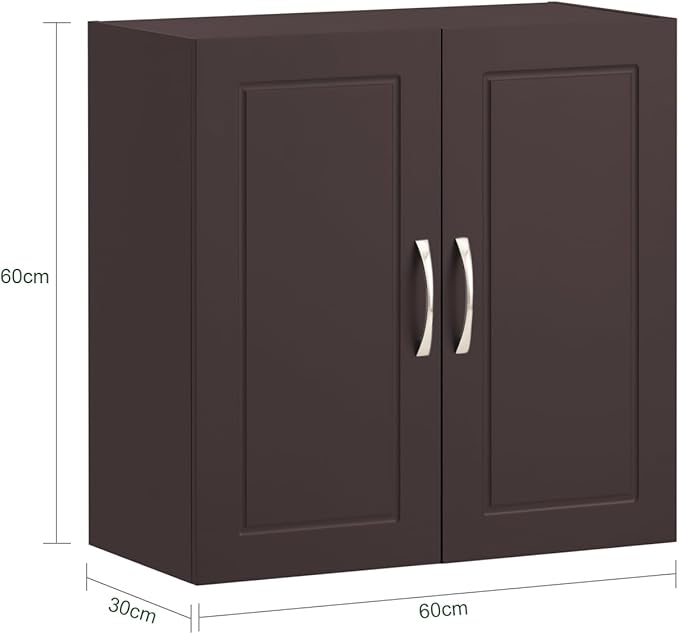 SoBuy Wall Cabinet Laundry Room, Medicine Cabinet for Bathroom Kitchen Garage,Floating Cabinet Hanging Storage with Adjustable Shelf, Brown FRG231-BR