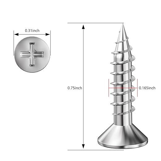 (155Pcs) Wood Screw Quick Metal Self Tapping Flat Head 304 Stainless Steel kit