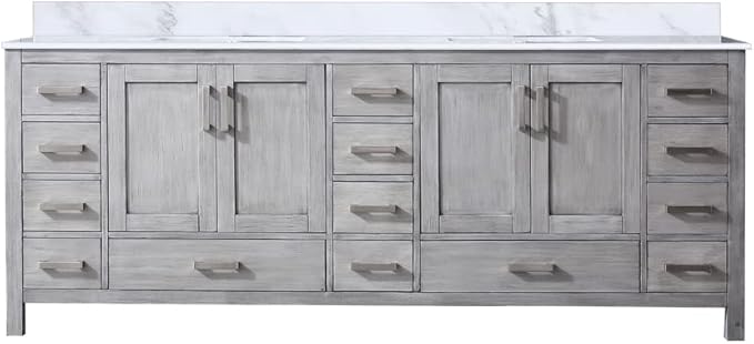 Big Sur 84 in. W x 22 in. D Distressed Grey Double Bath Vanity and Carrara Marble Top