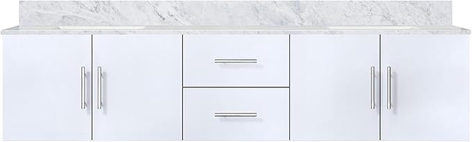 Sonoma 80 in. W x 22 in. D Glossy White Double Bath Vanity and Carrara Marble Top