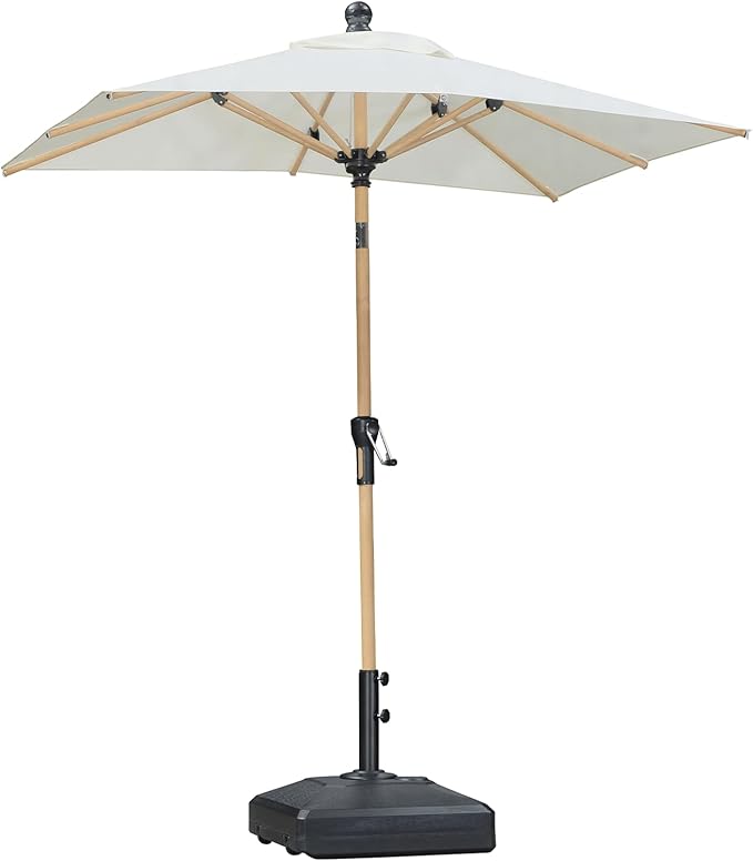 PURPLE LEAF 4' x 6' Market Umbrella Patio Umbrella Outdoor Table Umbrella Aluminum with Push Button Tilt & 8 Sturdy Ribs and Crank Rectangular Outdoor Umbrellas for Pool Backyard Beach, Cream