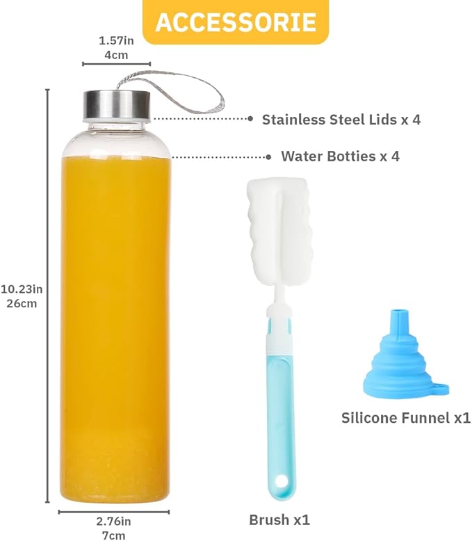 27 Oz Water Bottle Clear Plastic bottles Reusable Leak-Proof Seal Bottle with Stainless Steel Lids and Cleaning Brush for Fitness,Sports,Travel (12)