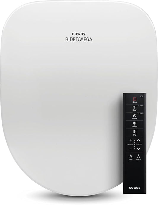 Coway Electronic Bidet Round Toilet Seat with Instantaneous Water Heating, Heated Seat and Dryer, Soft Close Lid, Stainless Nozzle, Self Cleaning, Remote Control 400S