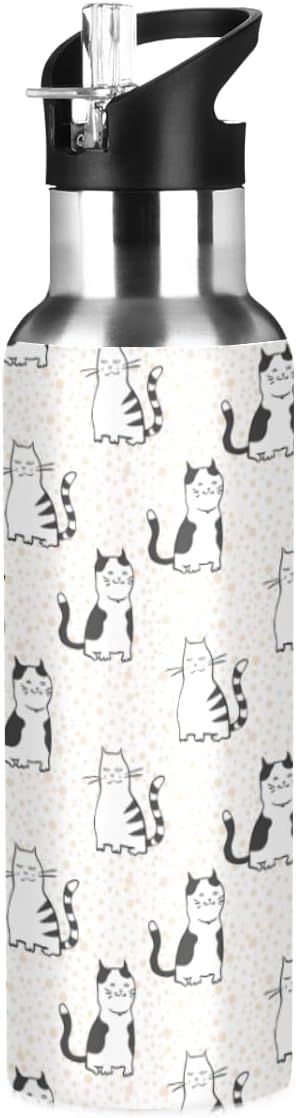 MNSRUU Insulated Water Bottle with Straw, Rainbow and Unicorns Stainless Steel Flasks for Sports Cycling Hiking School