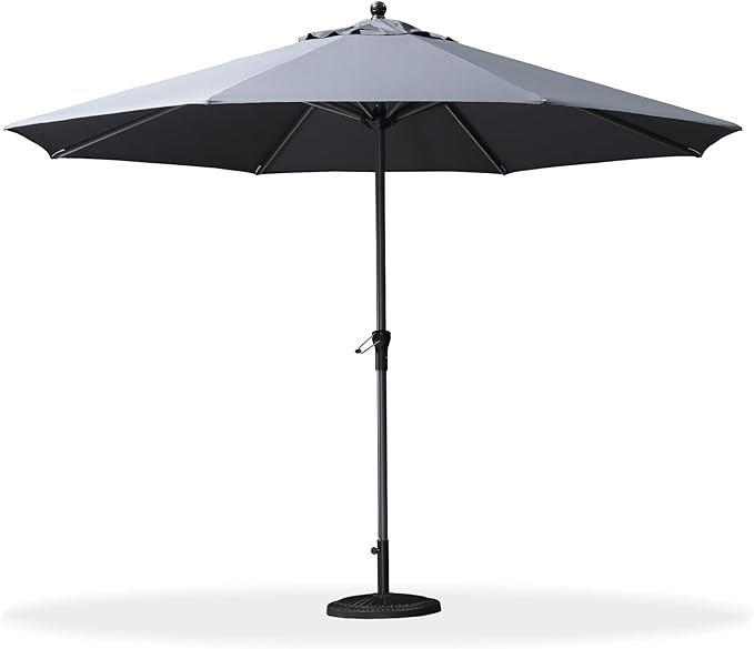 PURPLE LEAF 11' Round Patio Umbrella Outdoor Table Umbrella Aluminum Frame Market Umbrella Sun Umbrella with 8 Sturdy Ribs for Garden Deck Lawn & Pool Gray