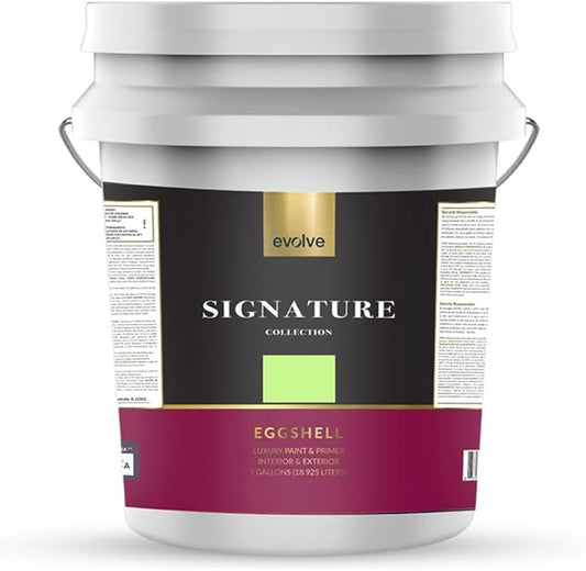 EVOLVE Signature Paint & Primer: Luxury Paint & Primer for Indoor & Outdoor Surfaces, Minimal Odor, Eggshell Sheen (Tennis Green, 5 Gallon)