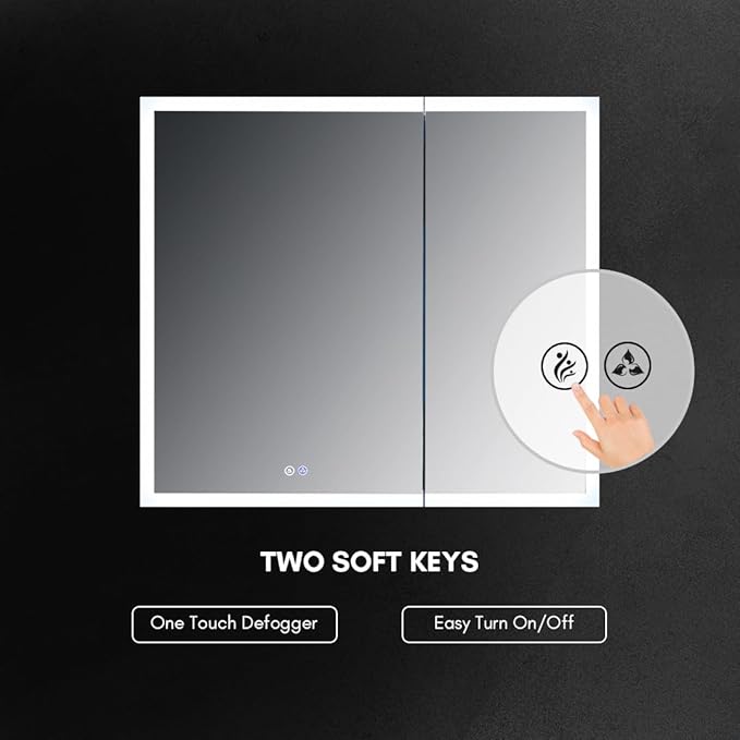 Blossom LED Mirror Medicine Cabinet with Lights, 36x32 Inch | Wall Mounted LED Lighted Bathroom Medicine Cabinet | Recessed or Surface with Defogger, 3 Color Dimmer | Makeup Mirror with Lights