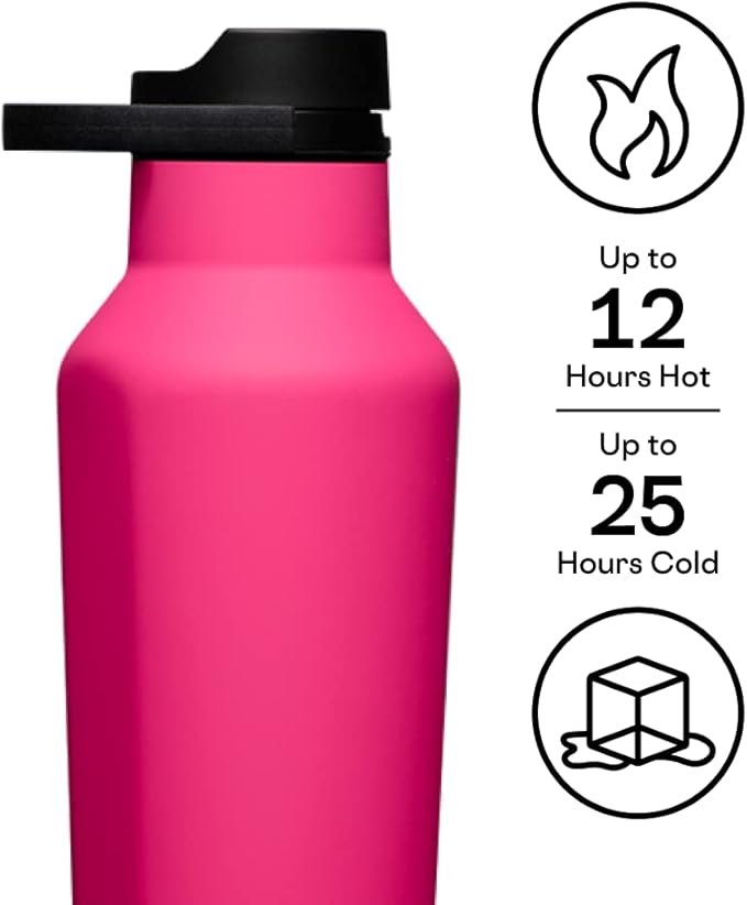 Corkcicle Sport Canteen Insulated Tumbler, Dragonfruit, 20 oz – Reusable Water Bottle Keeps Beverages Cold for 25 Hours & Hot 12 Hours – Cupholder Friendly Tumbler with Screw-On Cap