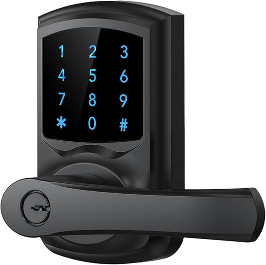 HIDALIFE Keyless Entry Door Lock with Keypad and Handle for Front Doors, Touchscreen Electronic Door Lock, Anti-peep Password, Auto-Locking, Matte Black