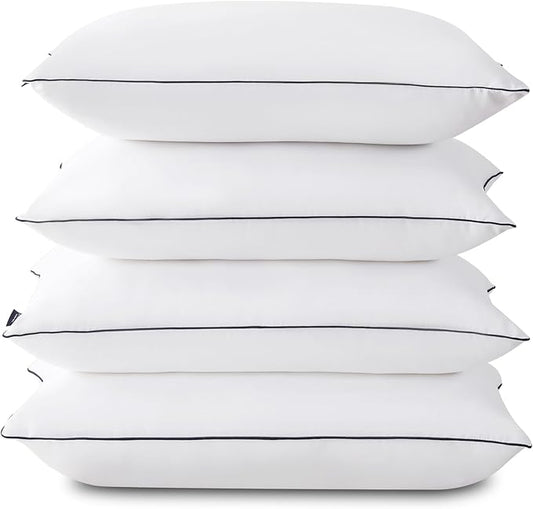GOHOME Pillows Queen Size Set of 4 - Bed Pillows for Sleeping 4 Pack, Cooling Supportive Hotel Pillows with Premium Soft Down Alternative Fill for Side Stomach and Back Sleepers