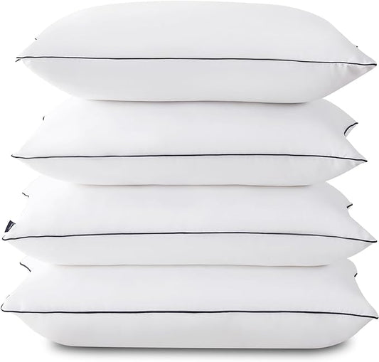 GOHOME Pillows Standard Size Set of 4 - Bed Pillows for Sleeping 4 Pack, Cooling Supportive Hotel Pillows with Premium Soft Down Alternative Fill for Side Stomach and Back Sleepers