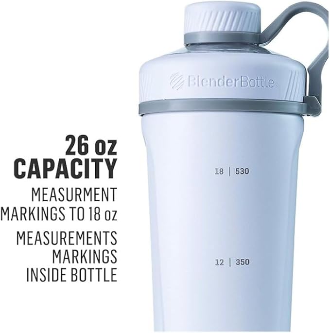 BlenderBottle Radian Shaker Cup Insulated Stainless Steel Water Bottle with Wire Whisk, 26-Ounce, Matte Arctic Blue