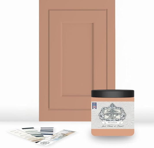 ALL-IN-ONE Paint, Durable cabinet and furniture paint. Built in primer and top coat, no sanding needed. Includes our 30 featured color card - Blossom, 8oz Sample