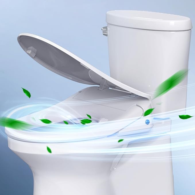 R&T V303 Auto-Open Smart Bidet Toilet Seat, Elongated Electric Bidets with Warm Water, Air Dryer, Adjustable Heated Seat, Nightlight, Bidet Attachment for Toilet